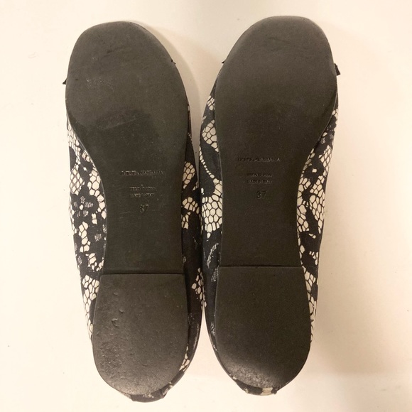 Dolce & Gabbana Black White Fabric Ballet Flats size EUR 37, US 6.5 - Picture 11 of 16